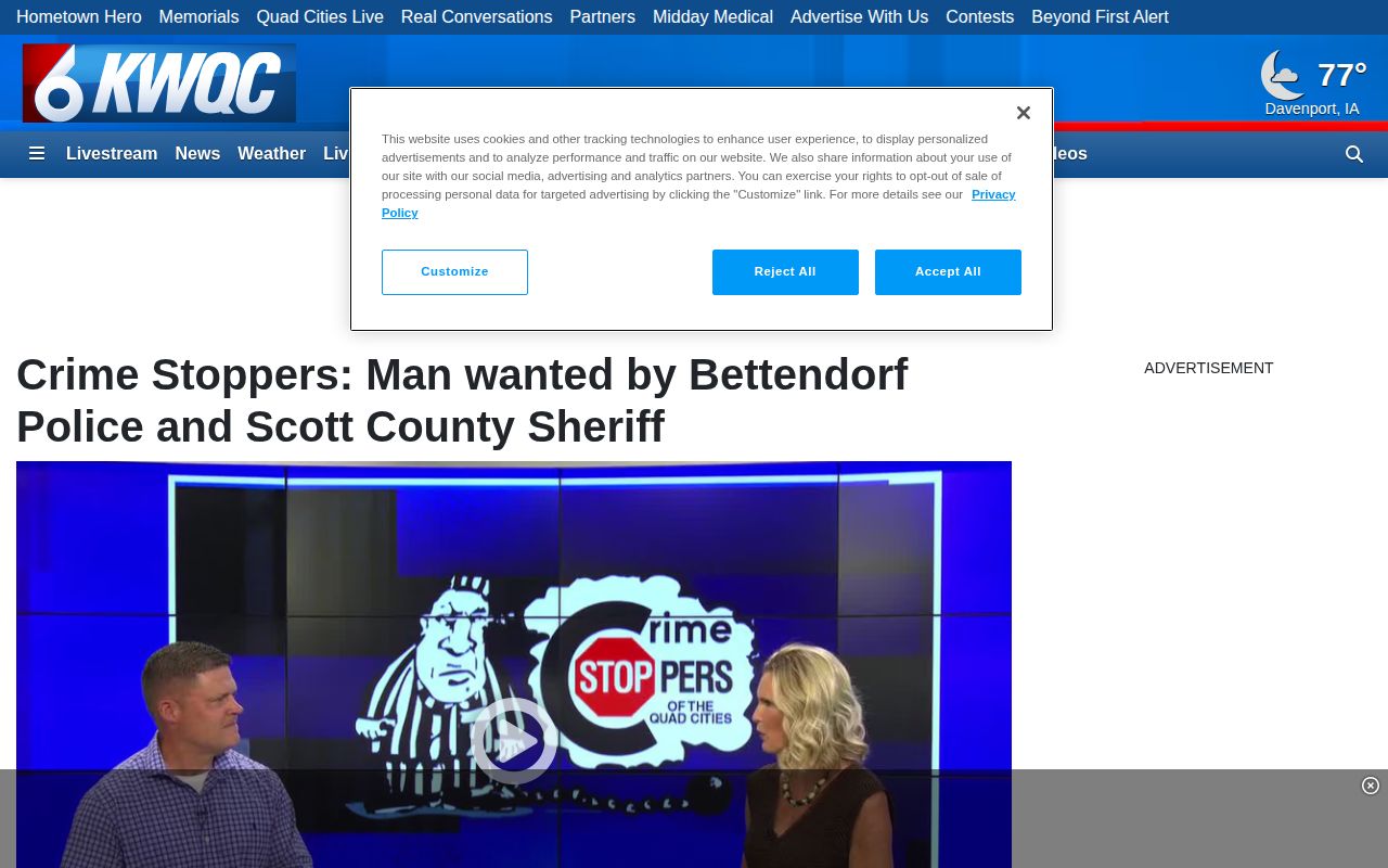 KWQC Crime Stoppers story involving Bettendorf Police and Scott County Sheriff